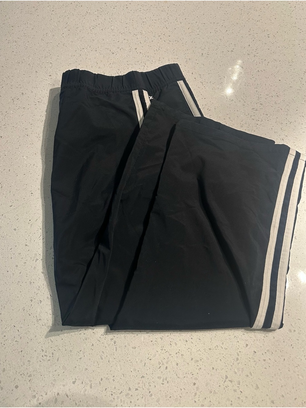 Vintage Express Black Track Ankle Wide Leg  White Side Stripes Pants M